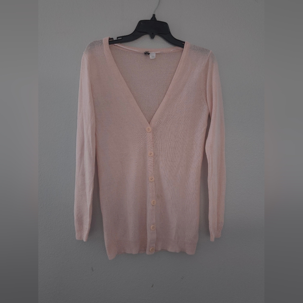 H&M Pink Lightweight Button Up Cardigan Sweater